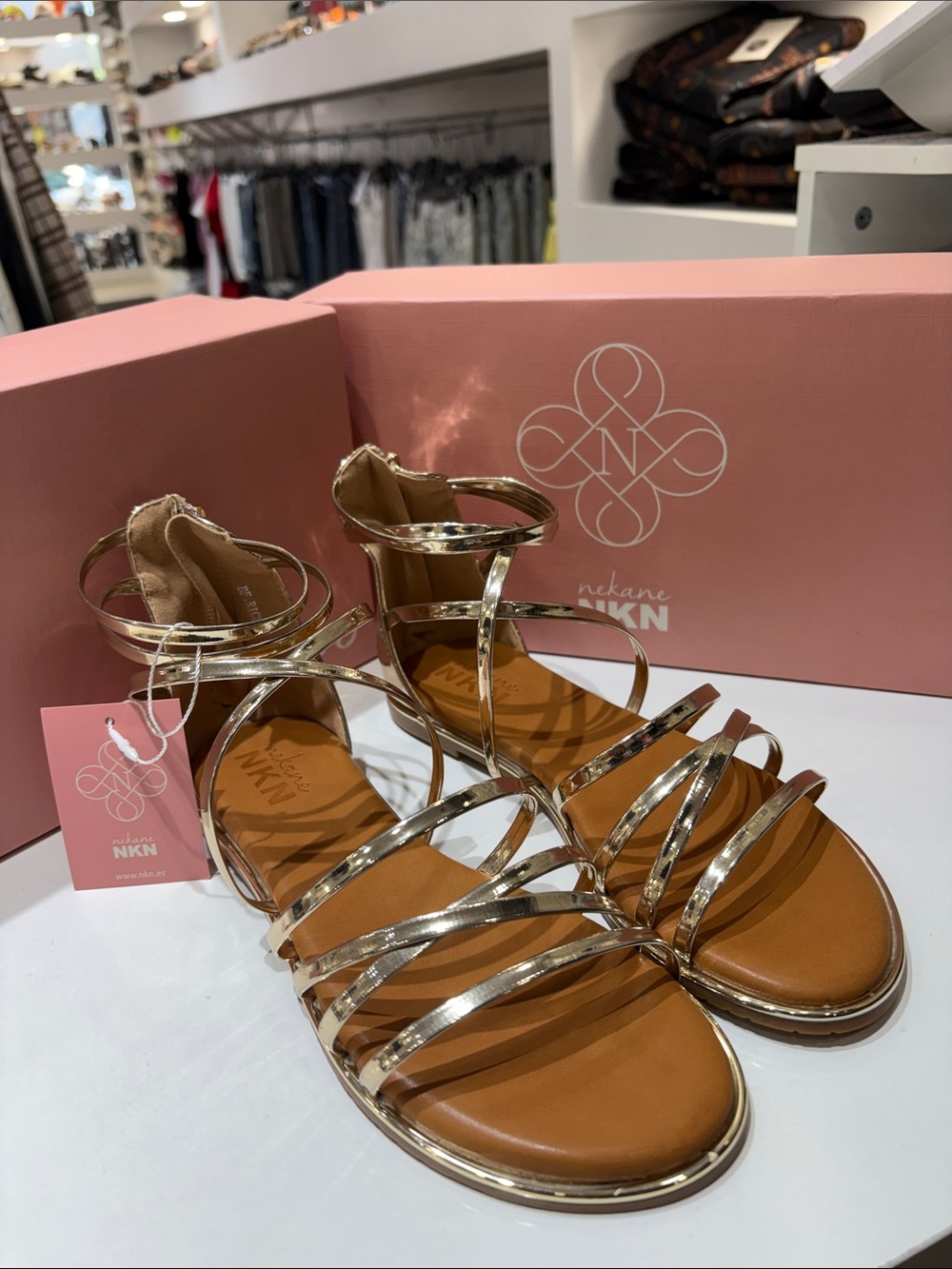 Metallic Gold Strappy Women's Sandals
